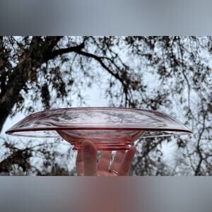 Midcentury Pink Glass “Mushroom” or “Rolled Edge” 11" Console‎ Bowl